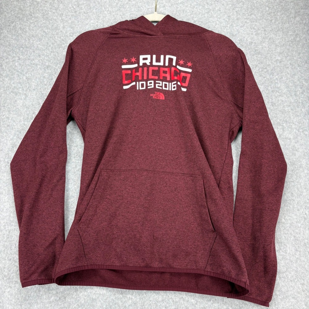 The North Face Fleece Hoodie Womens L Maroon Run Chicago 2016 Active Gorpcore